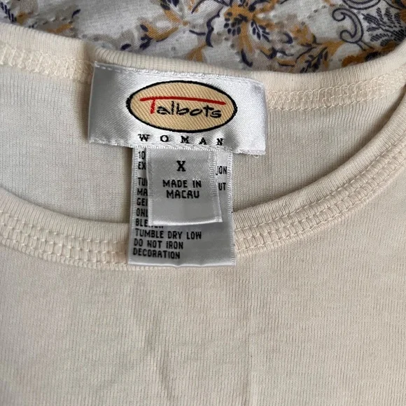 Talbots Cream Top with Purple Floral Accents - Picture 3 of 8